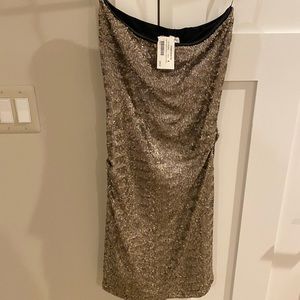 NWT AMY MATTO GOLD MINI DRESS